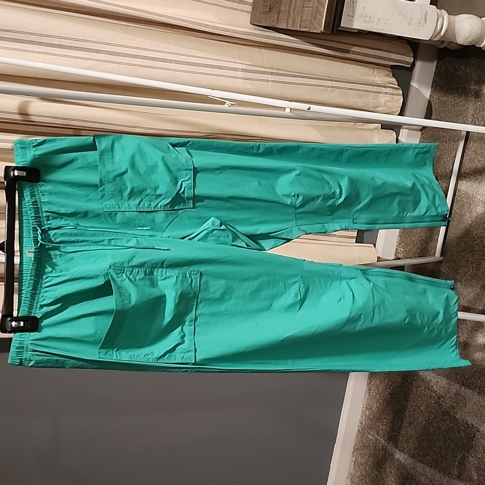 Free People FP Movement Fly By Night Pants Lightweight Relaxed Fit Green Size L